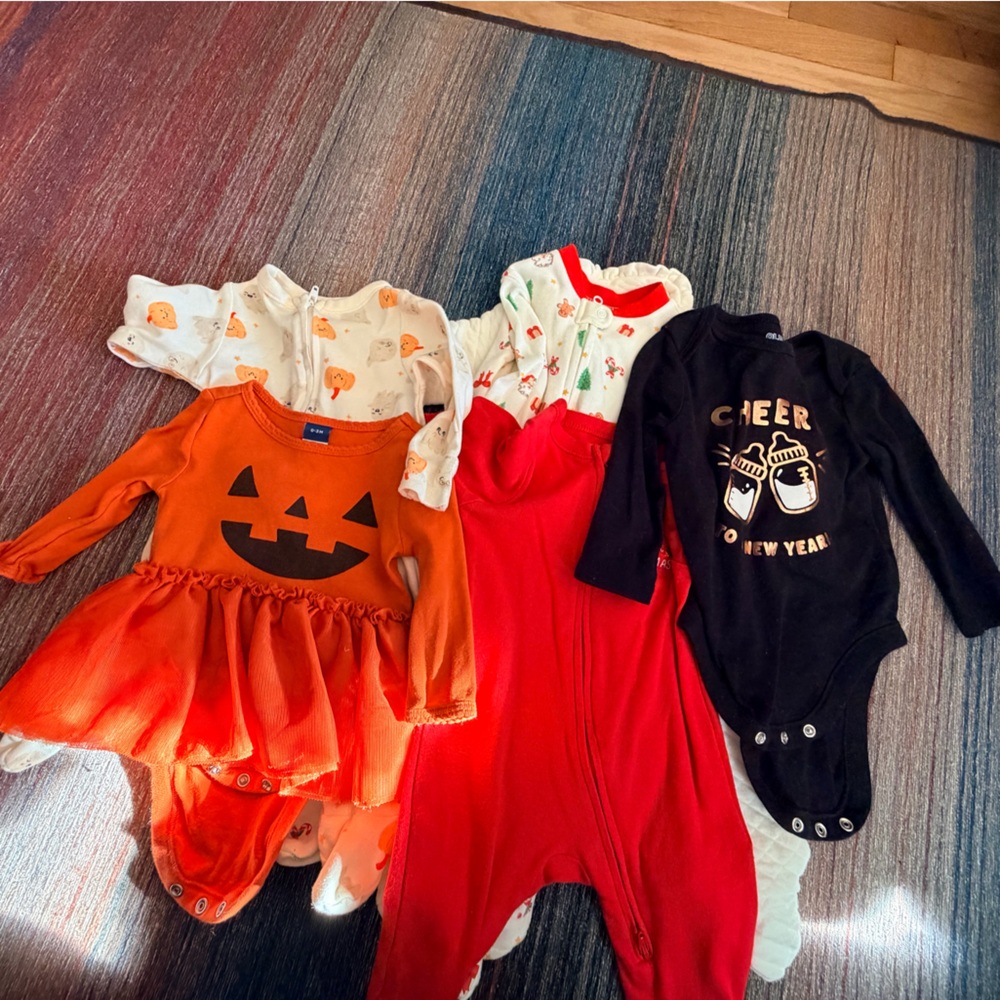 Fall Holiday newborn - 3 months outfits. Halloween to new years!